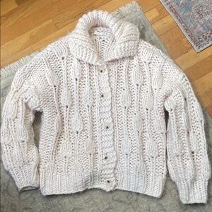 Altar'd State Cream Chunky Cable Knit Button Cardigan
